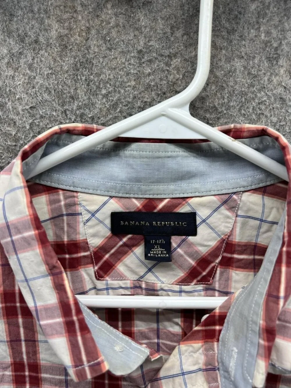 Banana Republic Shirt Men XL Red Plaid Long Sleeve Button Up Cotton Casual